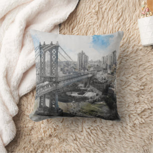 Coussin Elégante aquarelle Brooklyn Bridge NYC