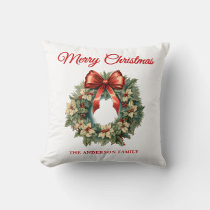 Coussin Elégante aquarelle couronne de Noël