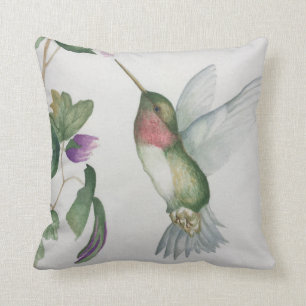 Coussin Elégante aquarelle du jardin des colibris