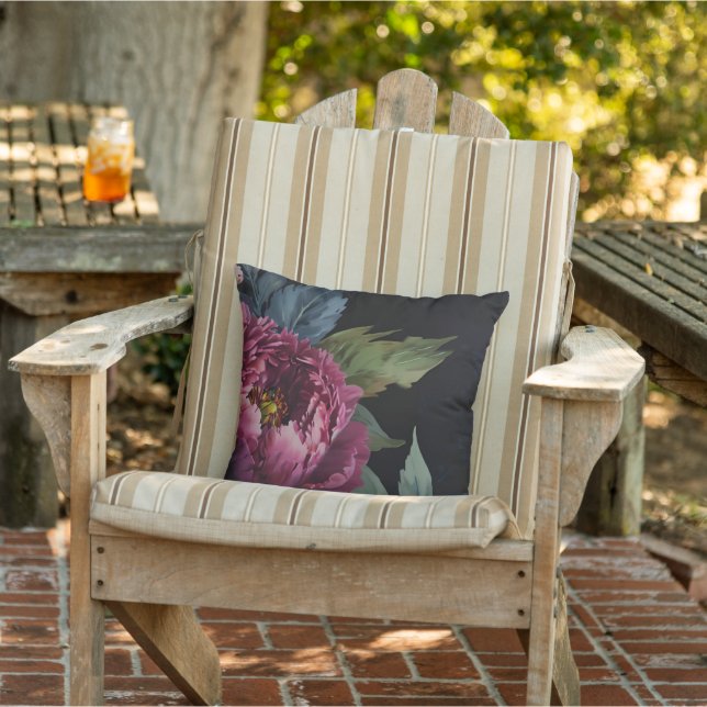 Coussin Elégante aquarelle florale rose foncé (Chaise)