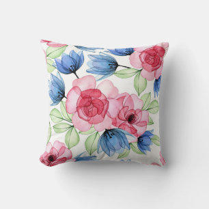 Coussin Elégante aquarelle motif décorative fleurie