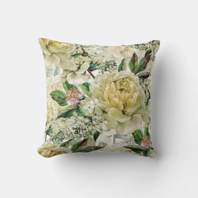 Coussin Elégante aquarelle motif décorative fleurie (Recto)