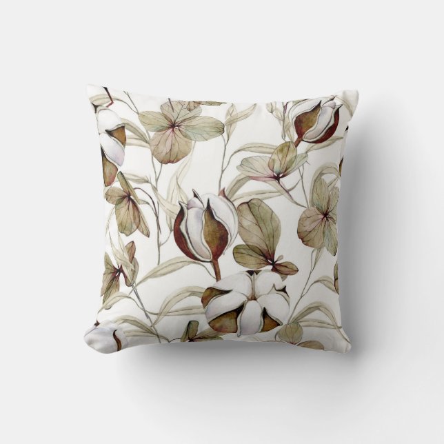 Coussin Elégante aquarelle motif décorative fleurie (Recto)