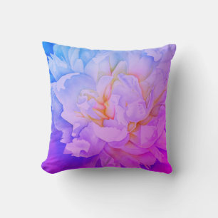 Coussin Elégante aquarelle rose bleu peony floral