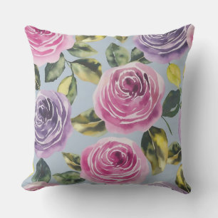 Coussin Elégante aquarelle Rose design floral