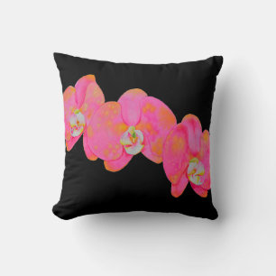 Coussin Elégante aquarelle rose orchidées tropicale fleuri