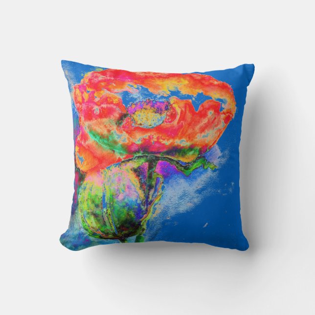 Coussin Elégante aquarelle rouge florale (Recto)