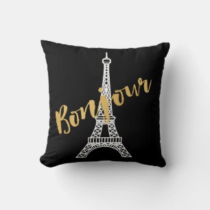 Coussin Elégante Bonjour Tour Eiffel