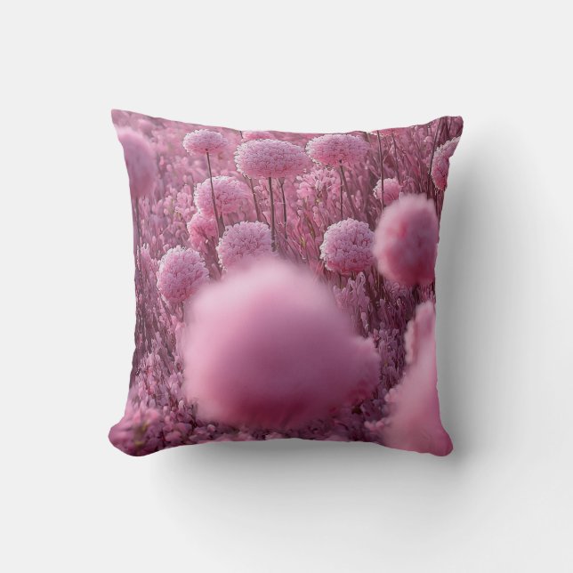 Coussin Élégante Botanique Florale de Champ Rose Douce Est (Recto)