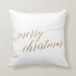 Coussin Élégante calligraphie or Joyeux Noël