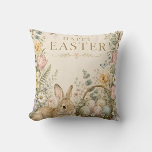 Coussin Élégante carte de Pâques dans le style porcelaine