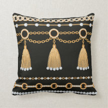 Elégante Chaîne Or Cercle Gold Pearles Noir