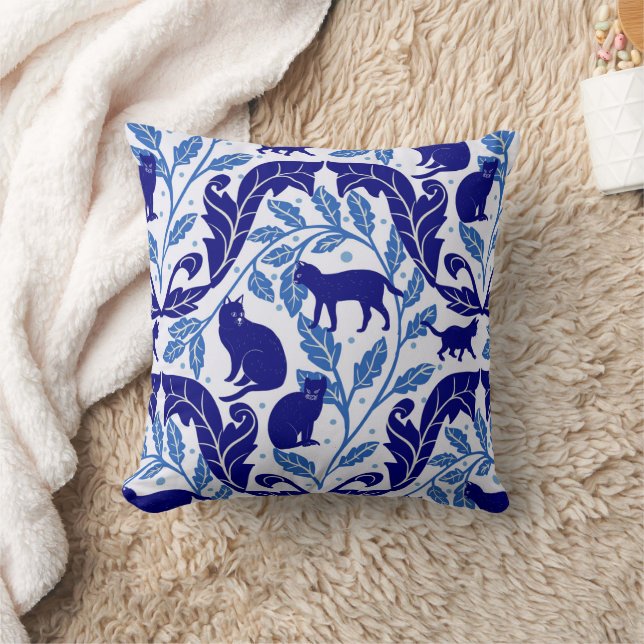 Coussin Élégante Chinoiserie Bleu noir chat-Whimsical (Couverture)