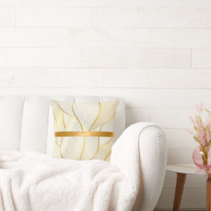 Coussin Elégante collection Floral Or Blanc