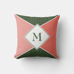 Coussin Elégante couleur de pastèque géométrique MONOGRAM