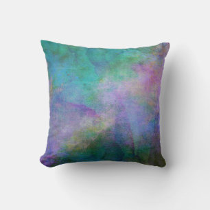 Coussin élégante couleur turquoise et violette abstraite