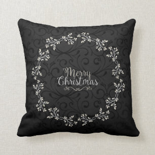 Coussin Élégante couronne de fleurs de Noël  Lancer l'o