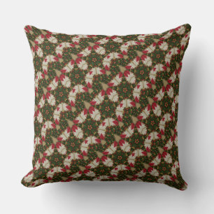 Coussin Élégante couronne de Noël Rouge Vert Kaleidoscopiq