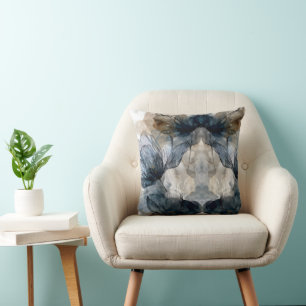 Coussin Élégante couverture abstraite à motif floral bleu