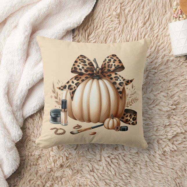 Coussin élégante cravate léopard à grand imprimé citrouill (Créateur téléchargé)