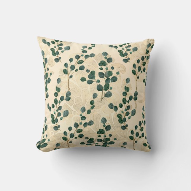 Coussin Elégante Crème verte Whimsical Eucalyptus Vert (Recto)