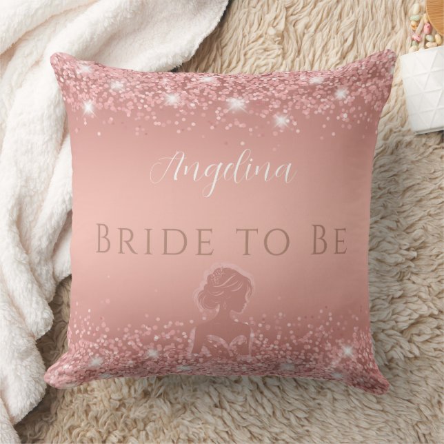 Coussin Élégante Douche de Mariée Luxe Rose Doré Scintilla (Couverture)