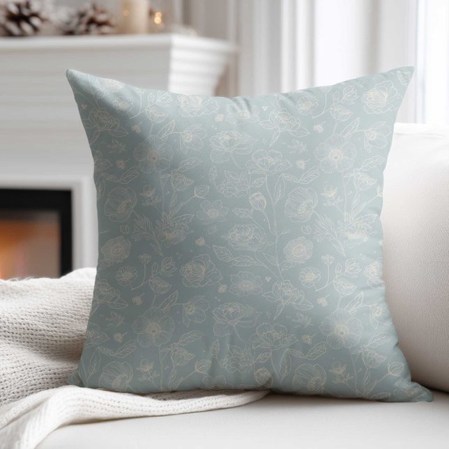 Coussin Élégante Écharpe Fleur Verte Sauge (Créateur téléchargé)