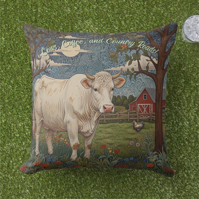 Coussin Élégante ferme de vache chic à la campagne (Herbe)