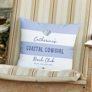 Coussin Élégante fille de la côte Bleu doux Blancs