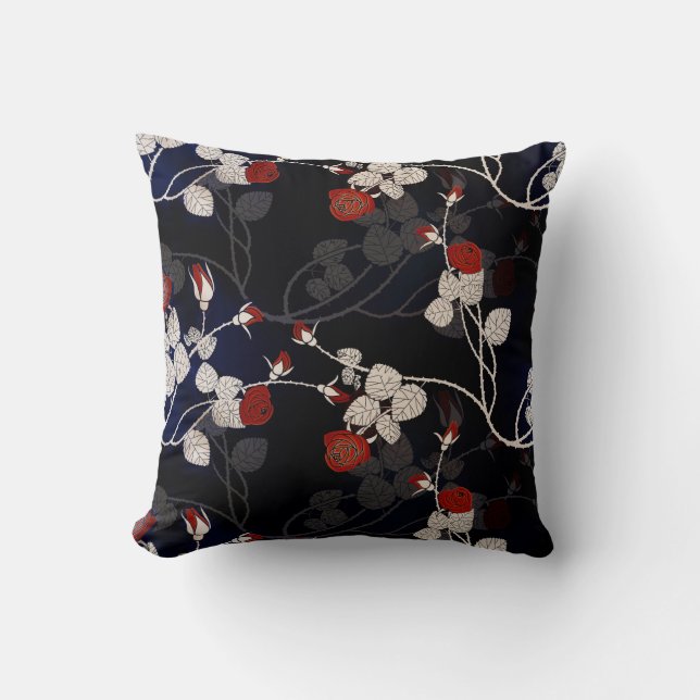 Coussin Élégante Fleur de Rose Rouge (Recto)