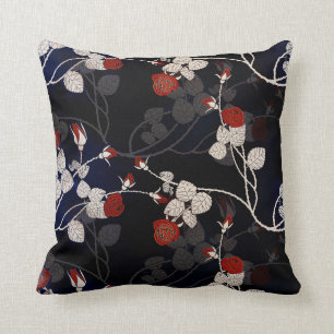 Coussin Élégante Fleur de Rose Rouge