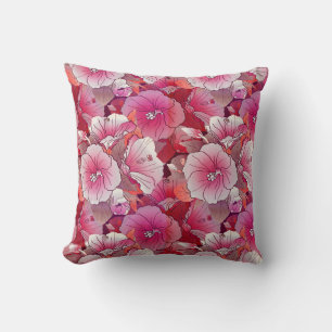 Coussin Élégante Fleur D'Hibiscus Rose Et Blanc Tropical