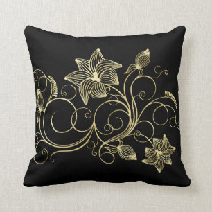 Coussin Elégante fleur et Feuille de lierre d'or