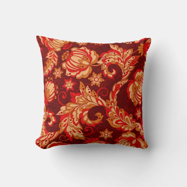 Coussin Elégante Fleurs Ethniques Motif sans couture (Recto)
