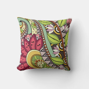 Coussin Élégante Fleurs Rouges Bourgogne Et Fleurs Rouges