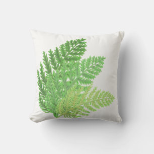 Coussin Élégante fougères vertes feuilles de bois
