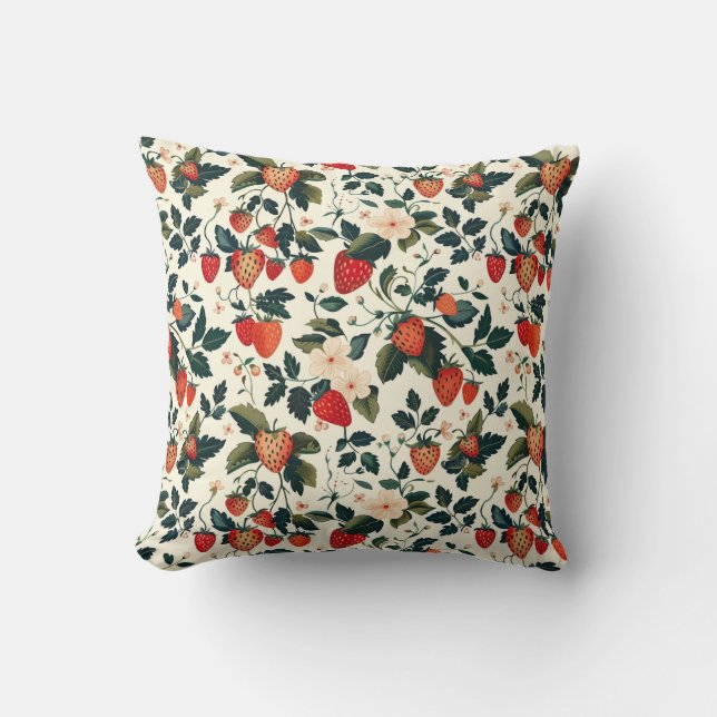Coussin Elégante fraises sauvages Floral Motif sans coutur (Recto)