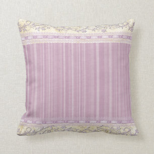 Coussin Elégante frontière Lilac Stripes Motif Faux Lace