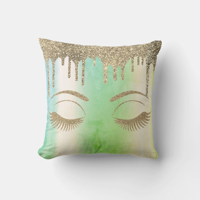 Coussin Élégante Glitterie Or Lashes, Pilotes Vert (Recto)