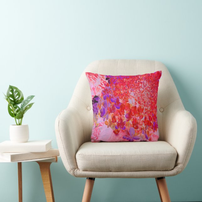 Coussin Élégante Hydrangea Limelight Violette et Orange (Chaise)