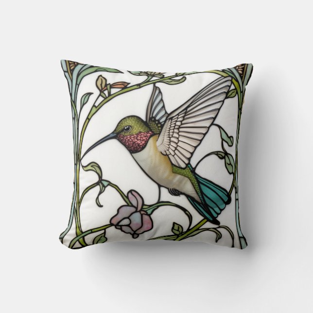 Coussin Élégante illustration de colibri botanique boho ch (Recto)