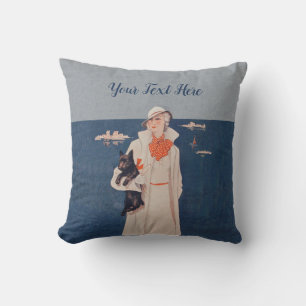 Coussin Elégante Lady White Suit Holty Chien Scotty Ocean