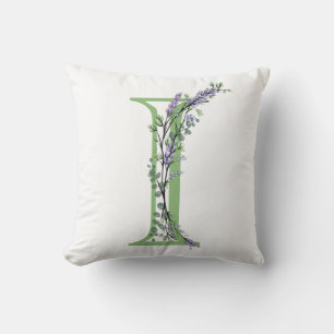 Coussin Élégante lettre alphabet I Lavender Eucalyptus