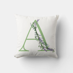 Coussin Elégante lettre alphabétique A Lavender Eucalyptus