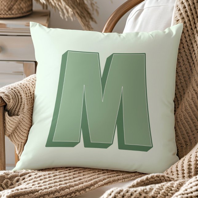 Coussin Élégante lettre M monogramme personnalisée initial (Créateur téléchargé)