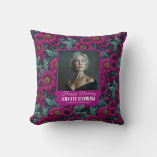 Coussin Élégante Marguerite Anniversaire Pour Fille Violet