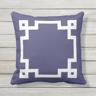 Coussin Elégante Marine Bleu Blanc Clé grecque