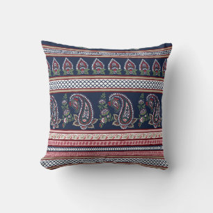 Coussin Elégante Marine Paisley : Conception des frontière