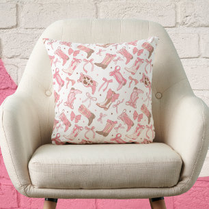 Coussin Élégante Moderne Tendance Rose Nœud Cowgirl