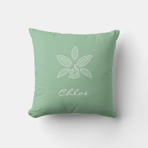 Coussin Elégante orchidée Simple printemps vert fleur et n
